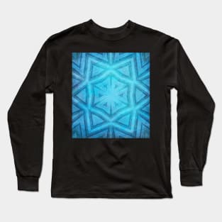 Blue textured striped kaleidoscope Long Sleeve T-Shirt